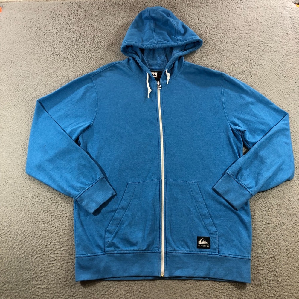 Quicksilver hoodie sweatshirt womens L blue full zip over sized boyfriend beach